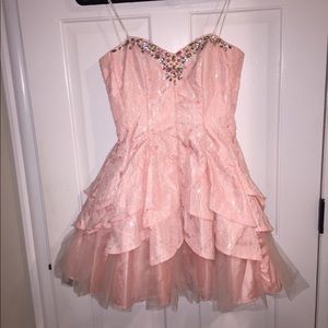 Pink Strapless Homecoming Dress
